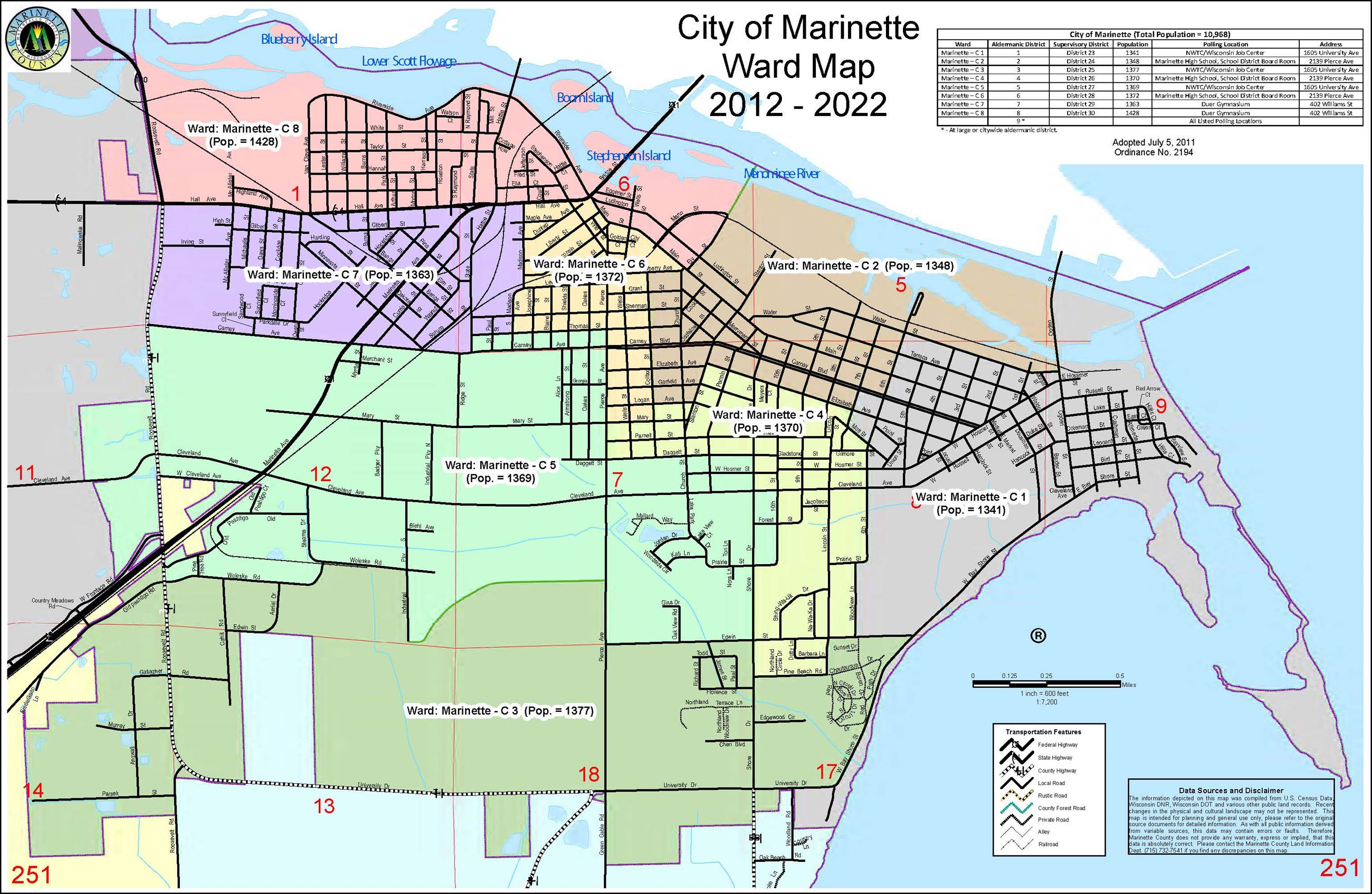 City of Marinette Ward Map (PDF)